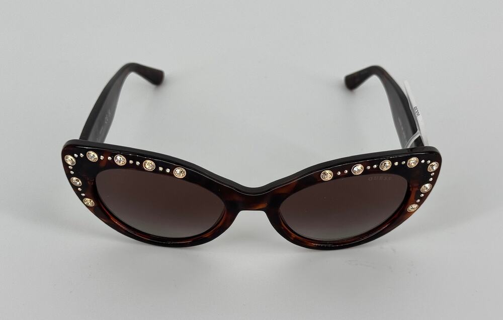 GUESS GU00163 52F Women’s Cat Eye Sunglasses Dark Havana Rhinestone NWT